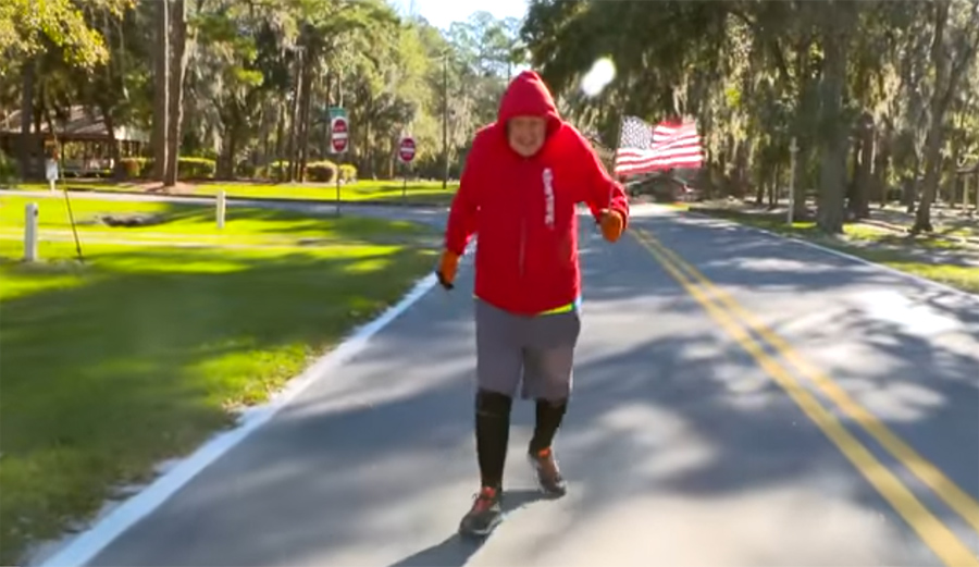 World War II Vet doing his best Forrest Gump at 95