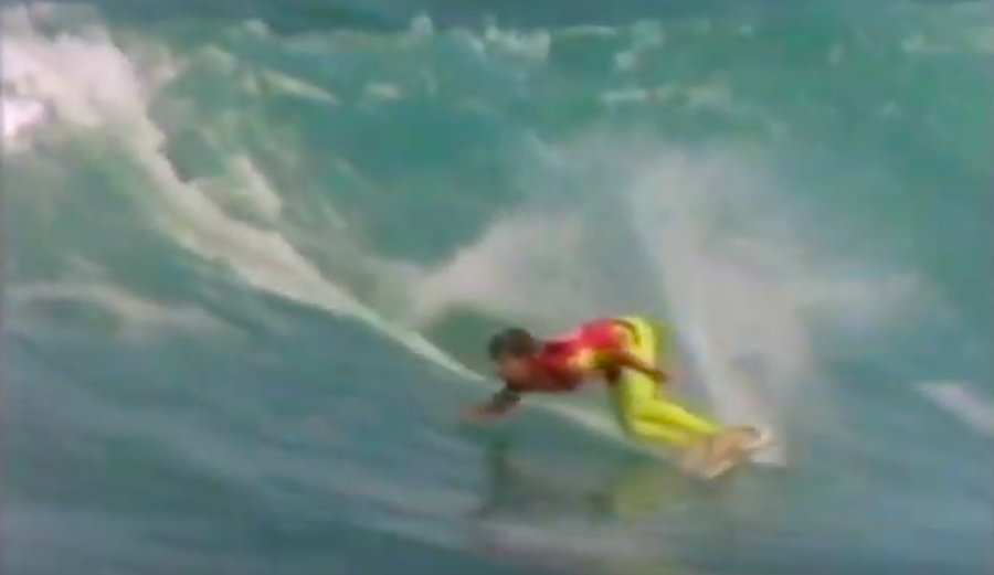 Tom Curren surfing the 1986 Bells final against Tom Carroll.