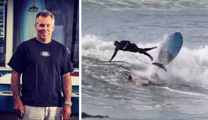 Jeff Clark hydrofoil surfing in Santa Cruz
