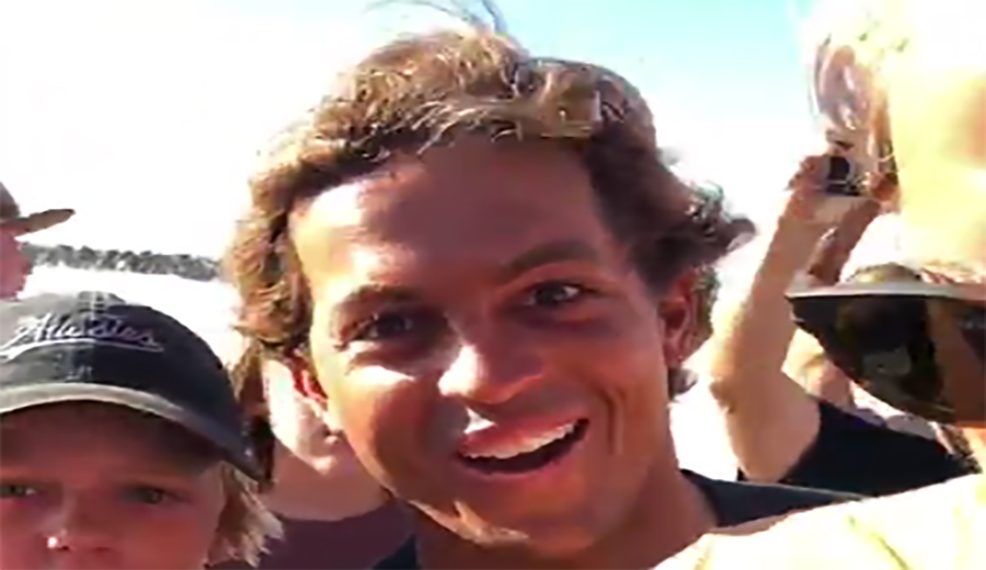 Kai Lenny got John john Florence's autograph on his hat