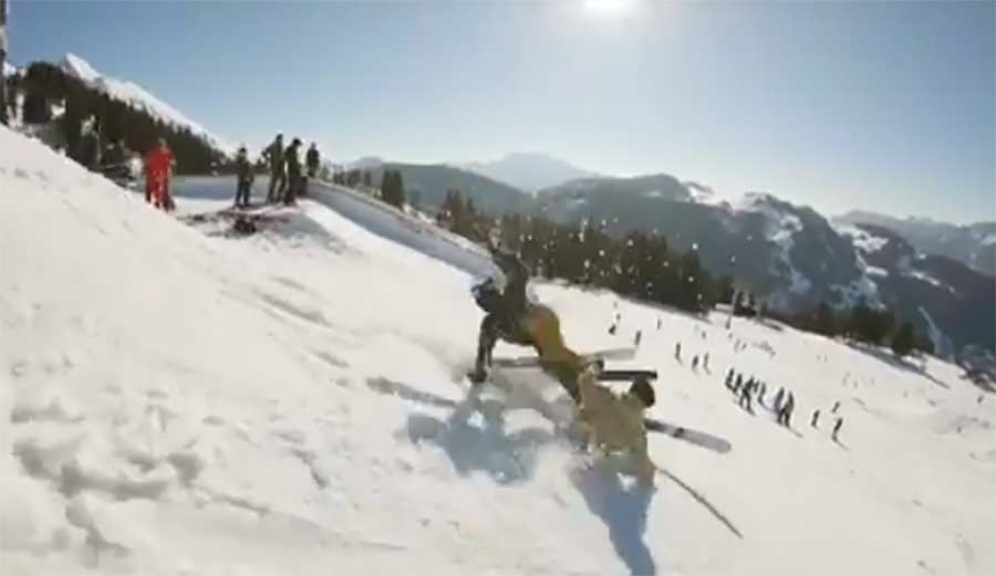 Candide THovex wrecked hard after he took out a punter standing in the landing zone