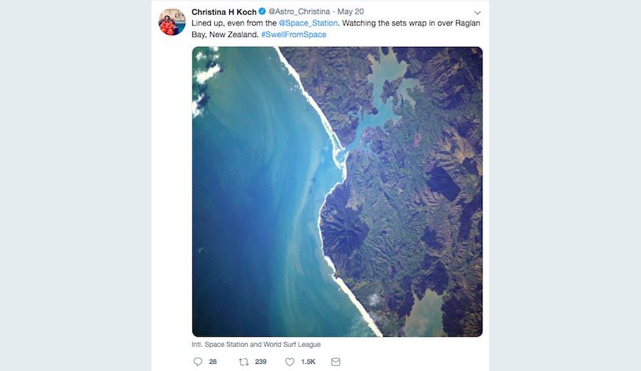 NASA astronaut Christina Koch's surfy lineup tweets.