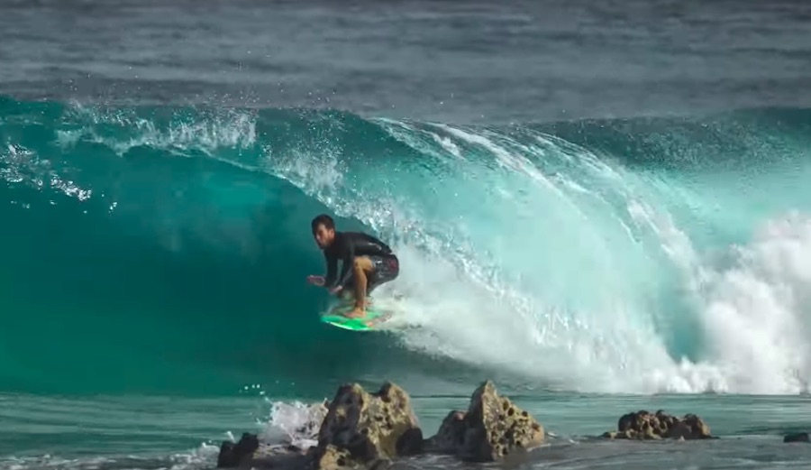 Mason Ho threading a barrel VERY close to rocks.