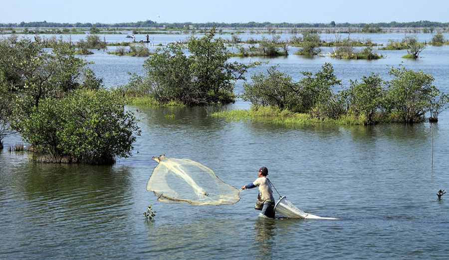 Shrimp fishing along the coast of Nayarit, Mexico.