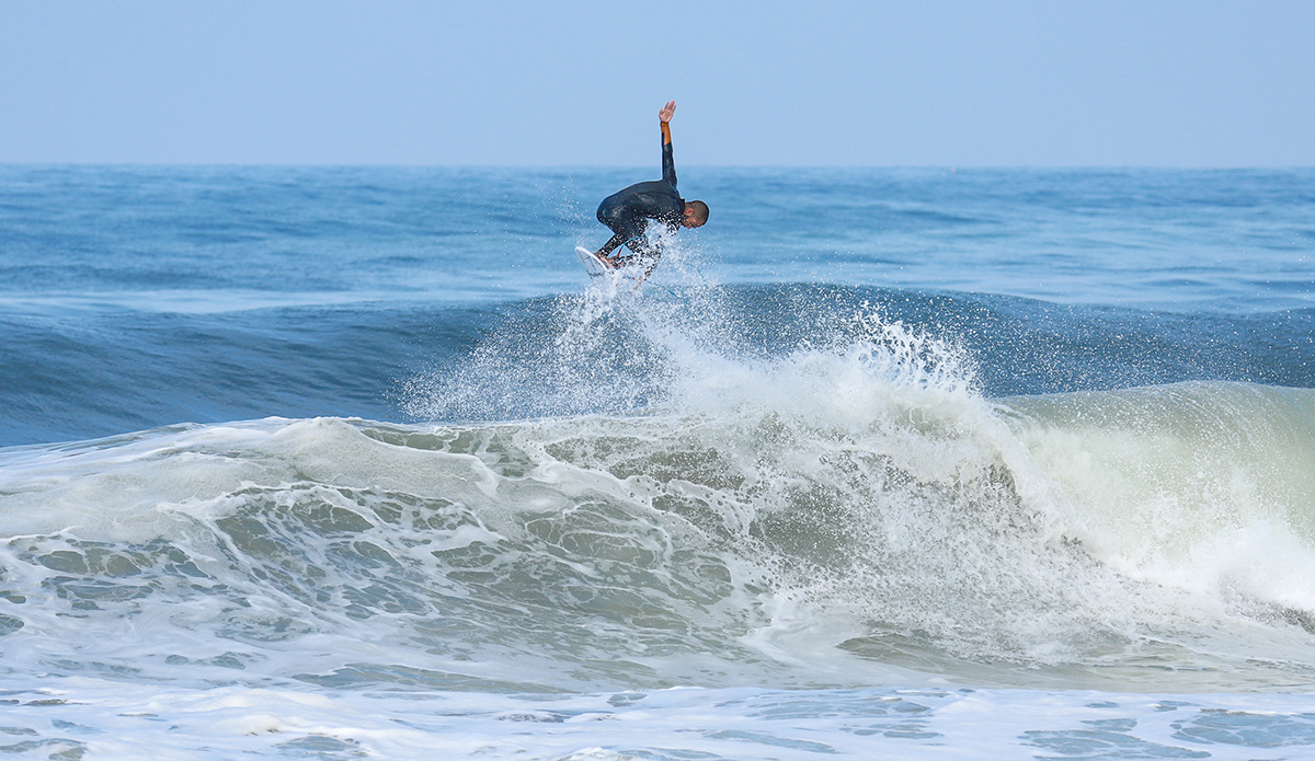Hunter Jones surfs and does an air at El Porto