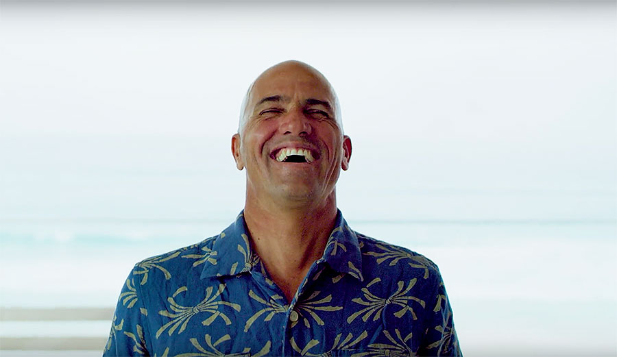 Kelly Slater laughing hard