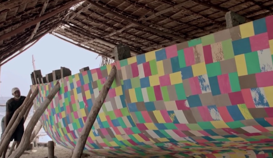 In Kenya, a group of local fisherman constructed a traditional dhow out of repurposed plastic waste. It's a powerful message on plastic pollution. Photo: Screenshot/Youtube