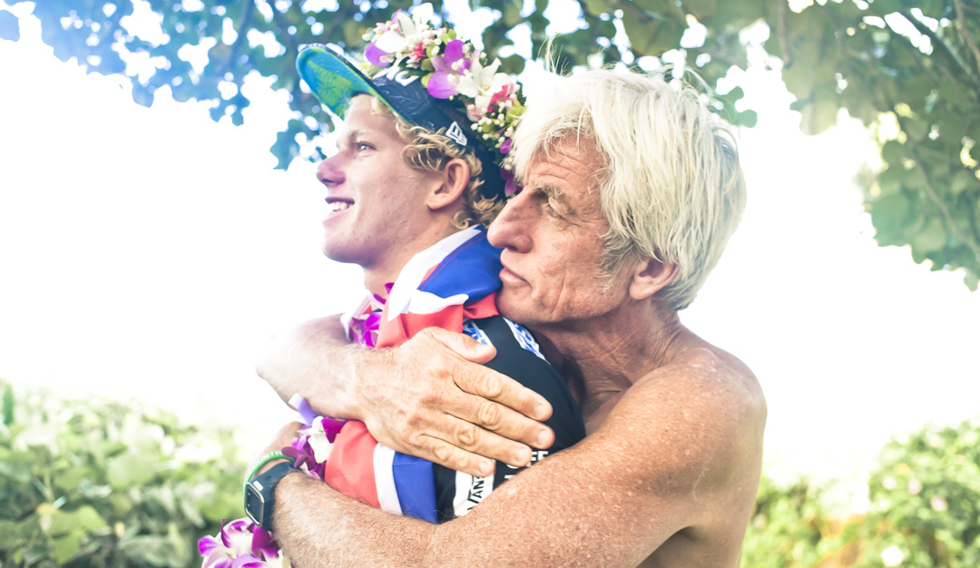 John John Florence and Mark Cunningham Hug on the North Shore