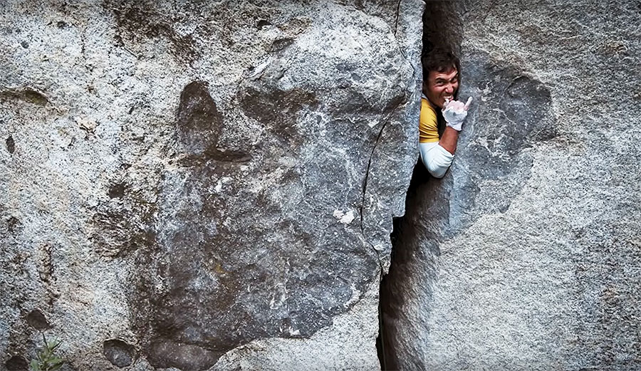 Chris Burkard crack climbing