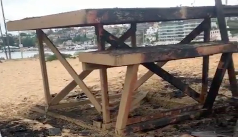 Torched Wedge lifeguard tower
