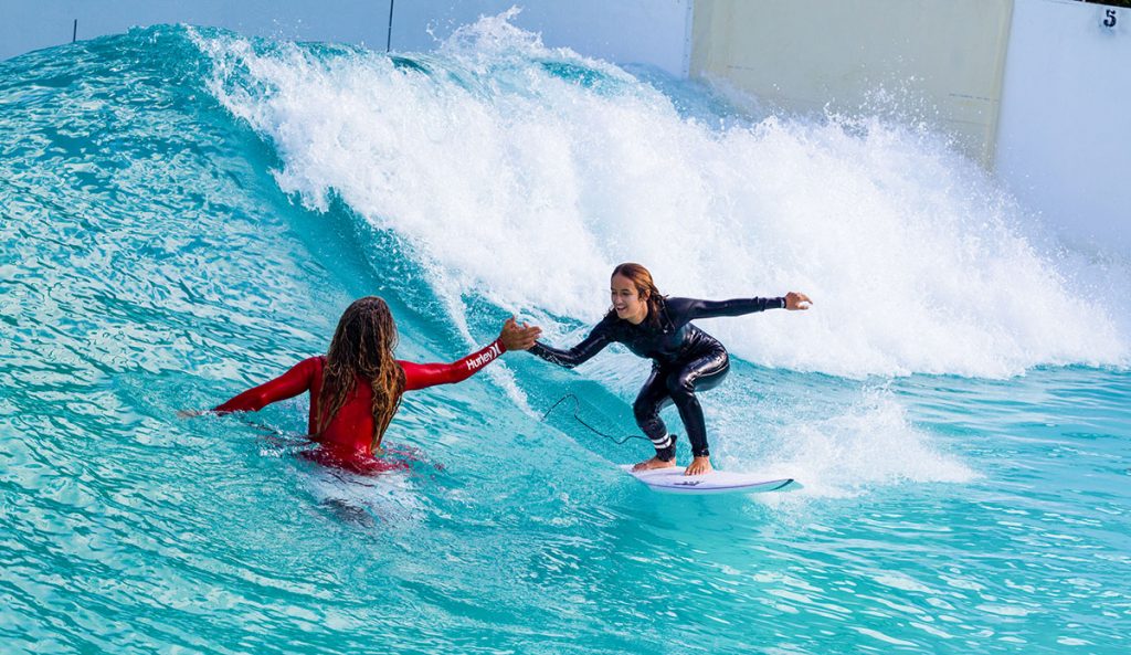 Rob Machado and Macy Machado at Wavegarden