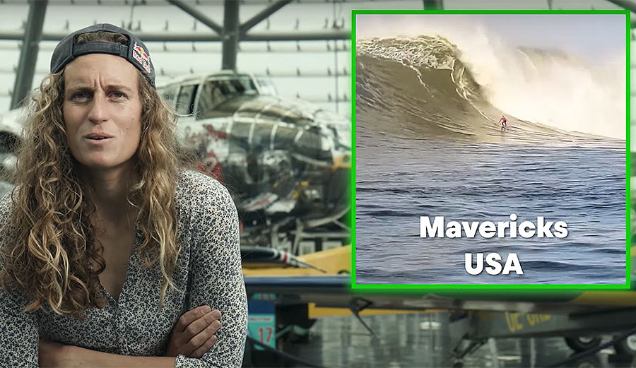 Justine Dupont big wave surfing Red Bull guessing game