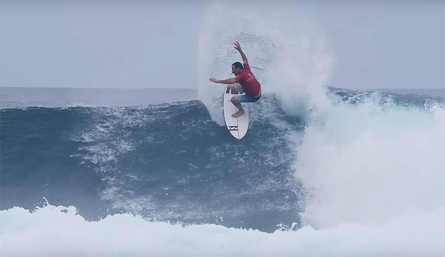 Joel Parkinson surfing twin fin surfboard