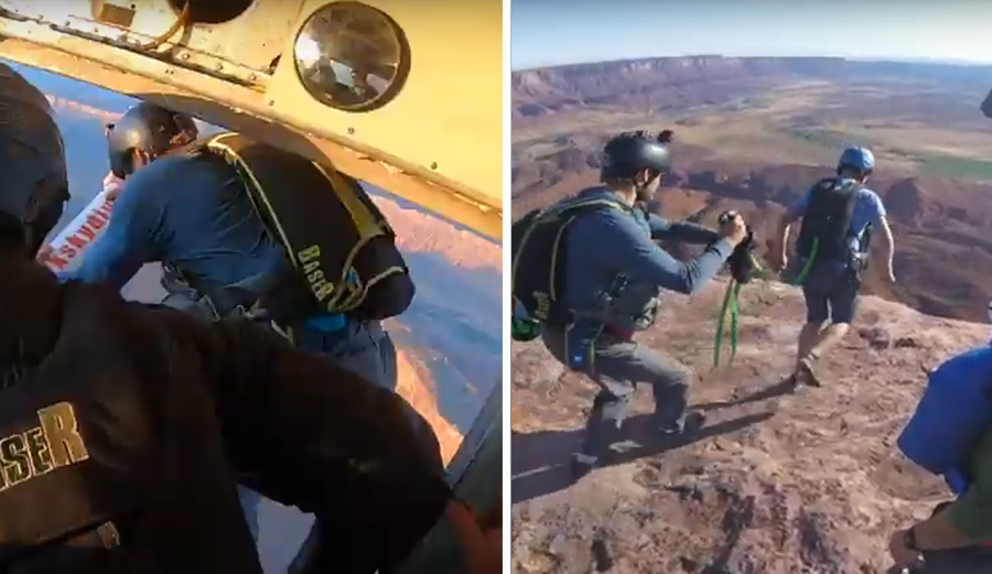 BASE Jumpers Skydive into Remote Utah Desert to Reach New Jump Spot