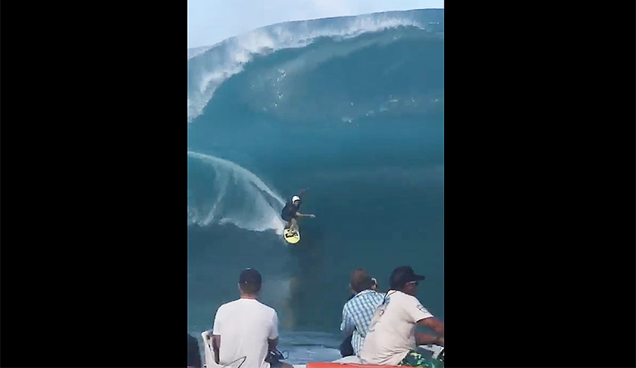 Big wave surfing in Tahiti