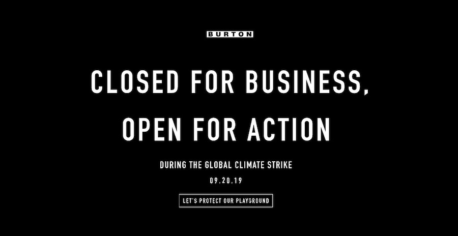 Burton homepage climate strike