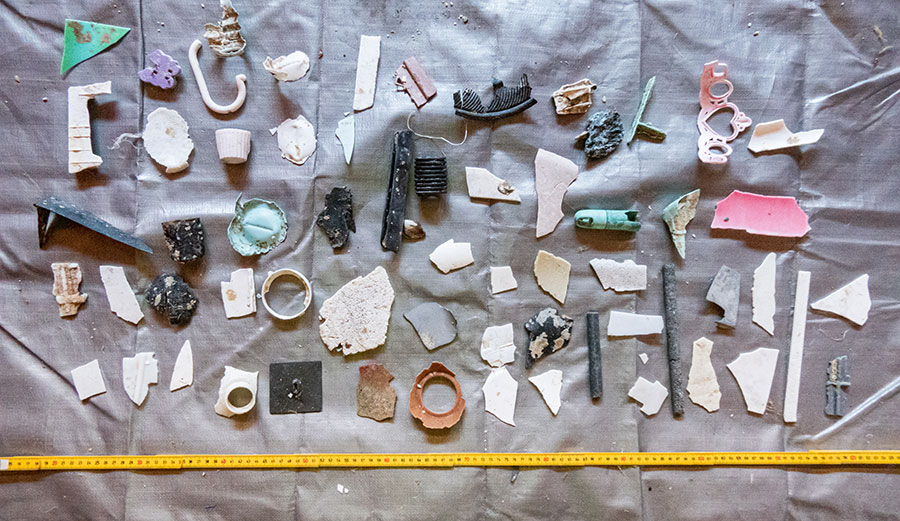 Hard plastic fragments recovered from the Great Pacific Garbage Patch