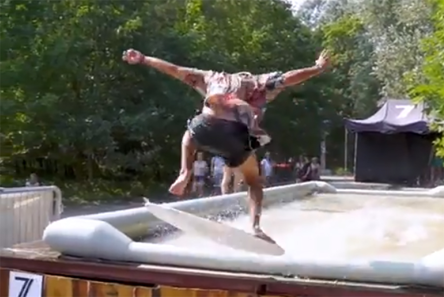 This Skimboarder Demonstrates the Proper Way to Exit a Hot Tub