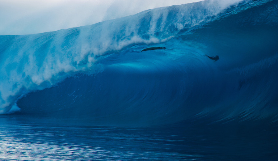 Teahupo'o over the falls. Photo: Aaron Lieber