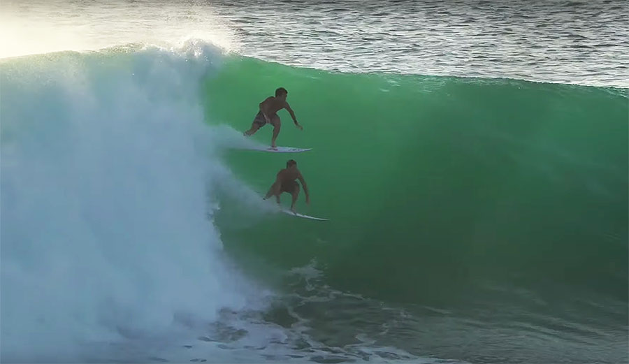 Mason Ho and Sheldon Paishon surfing Uluwatu
