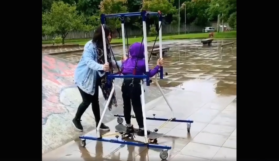 This Skateboarder Cruising the Park With His Mom's Help Is Pretty Radical