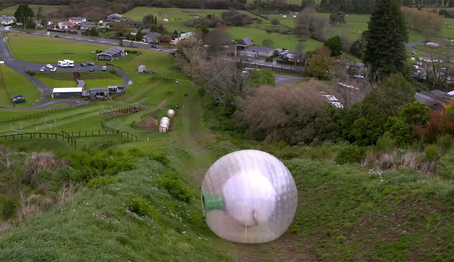 Jamie O'Brien in a zorb