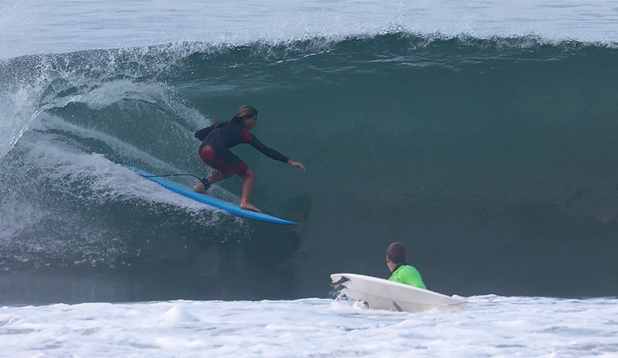 Tosh Tudor surfing