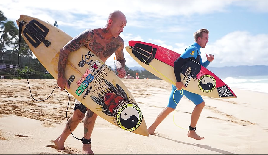 Matt Archbold surfing with Jamie O'Brien