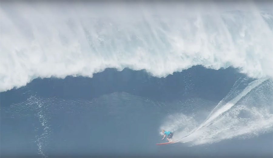 Russell Bierke surfing Jaws