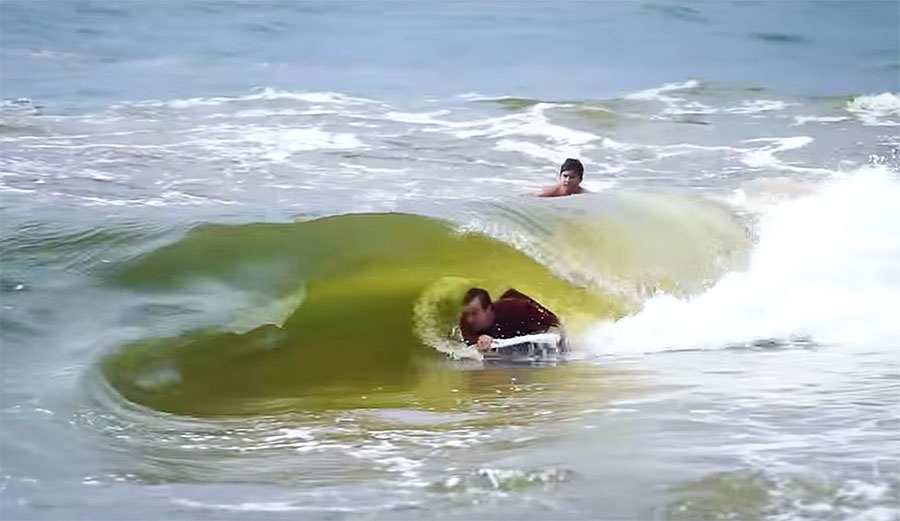 Jamie O'Brien surfing Waimea River