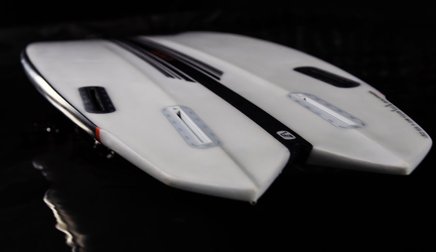 Jet fighter tail with a modern quad fin setup and his quad inside single concave. Image: Firewire