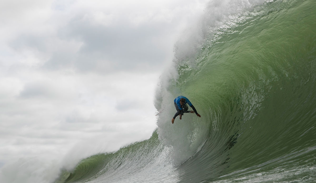Surfing wipeout in Portugal