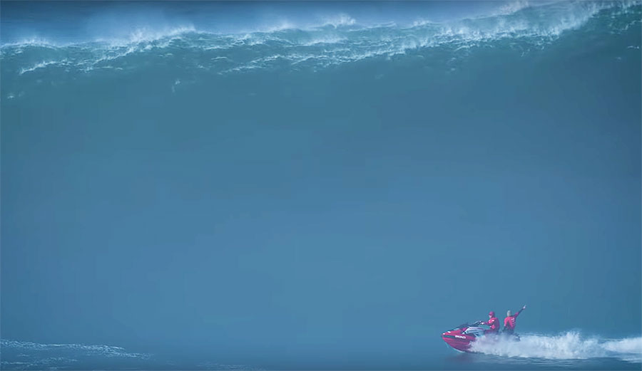 Italo Ferreira surfing Nazare
