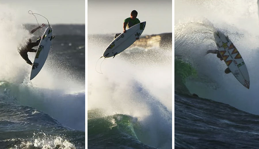 John John Florence, Matt Meola, and Albee Layer surfing