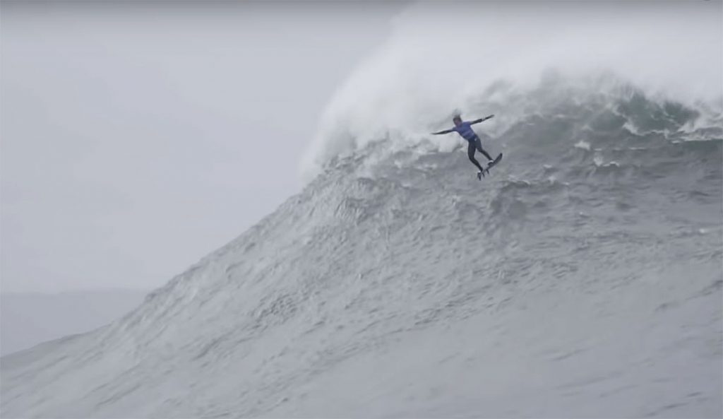 Kai Lenny big wave tow surfing at Nazare