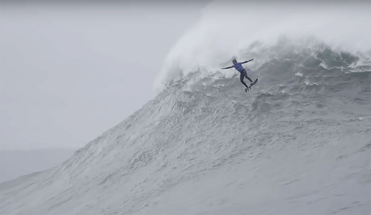 Kai Lenny big wave tow surfing at Nazare