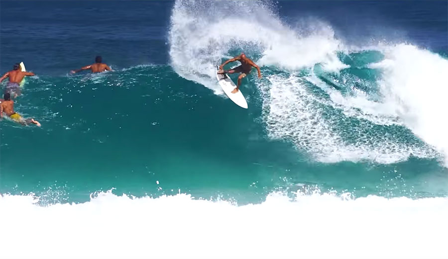 Kelly Slater surfing on North Shore of Oahu