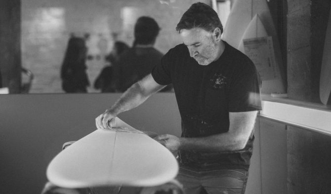 Matt Biolos in the shaping bay.