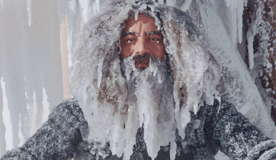 Ice Beard surfing in Michigan