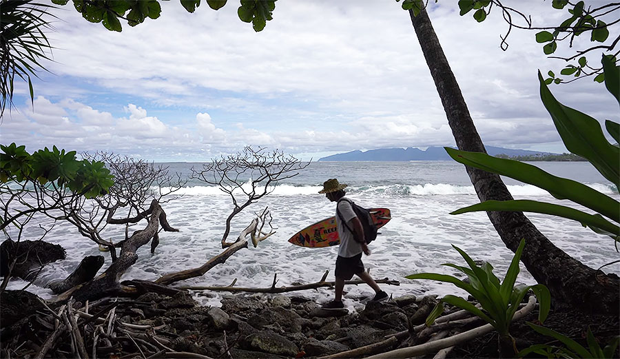 Mason Ho surfing in French Polynesia