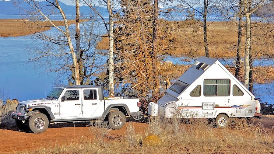 Living Solo with My Dog in a Jeep Gladiator and Old-School A-Frame Camper Trailer