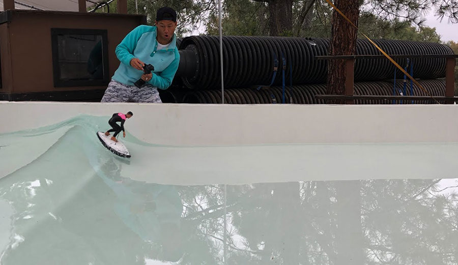 Remote control surfer in wave pool