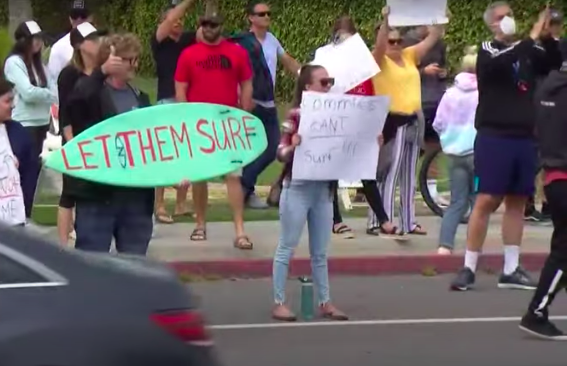 Surfers Gather in Encinitas to Protest Beach and Open Space Closures