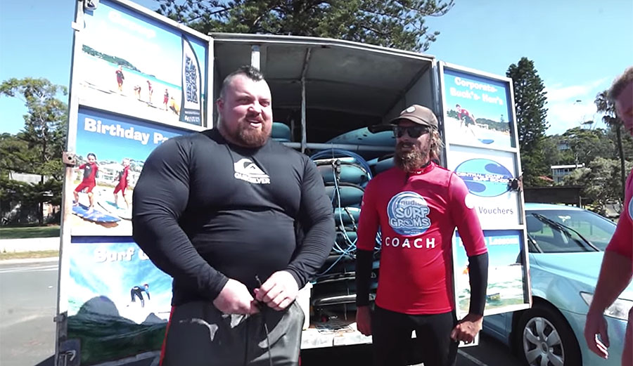 Eddie Hall surfing