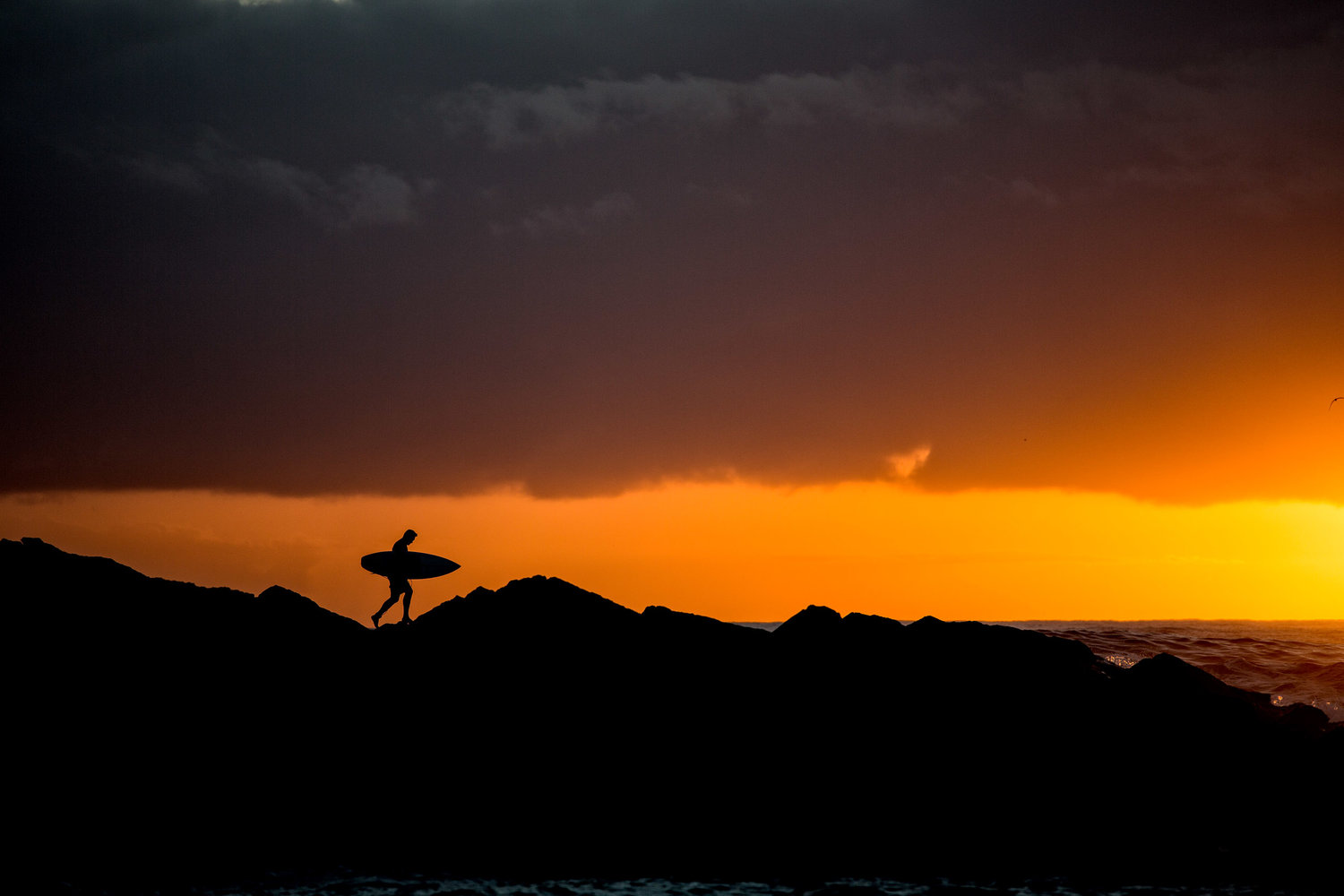 Sunset Surfer Walking