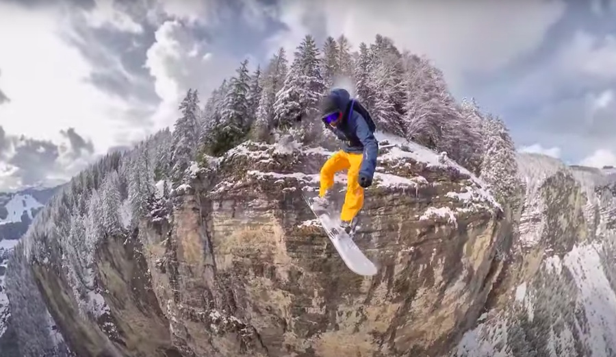 This Snowboard BASE Jump Is Pretty Outrageous