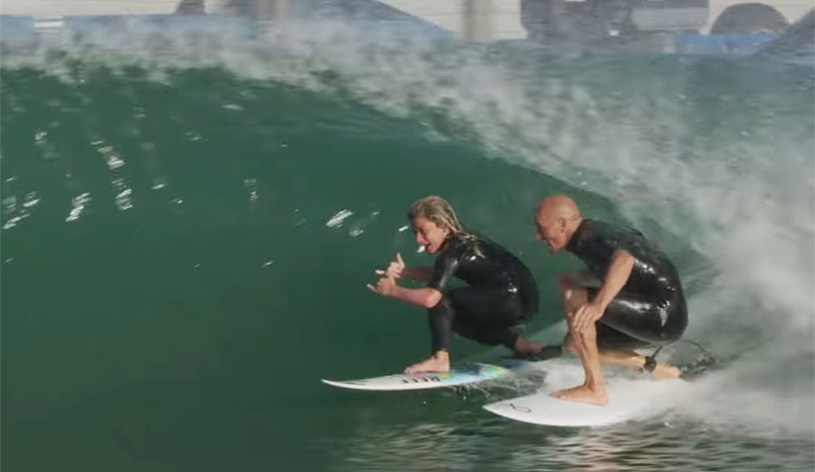 Kelly Slater and Jackson Dorian surfing