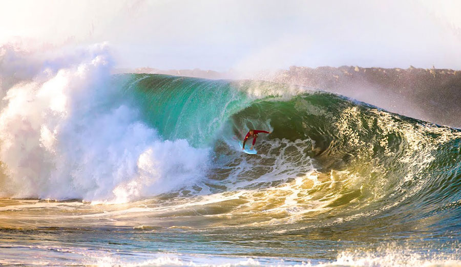 Jamie O'Brien surfing at the Wedge