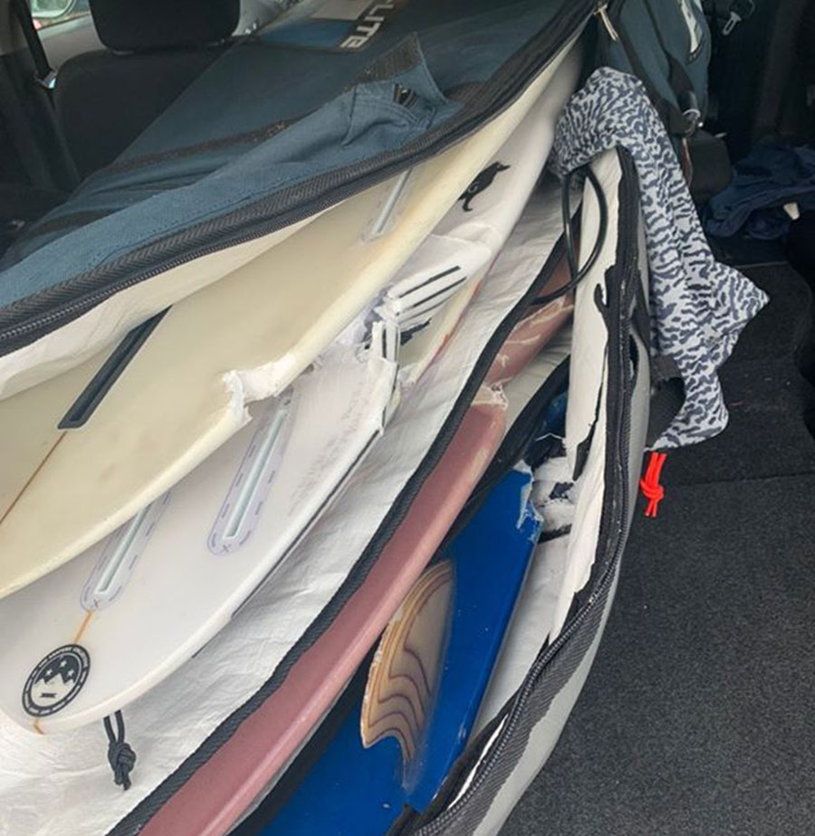 Broken boards in bag