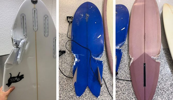 Broken surfboards